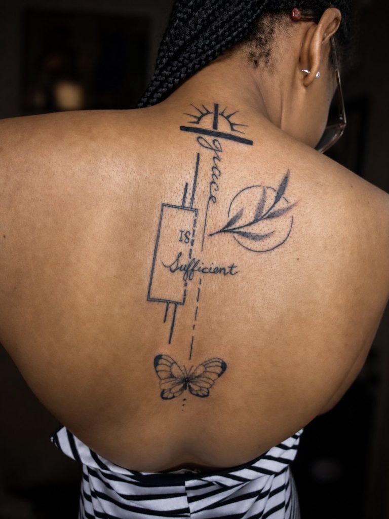 Fine line tattoo by Woke Tattoo Studio in Randburg