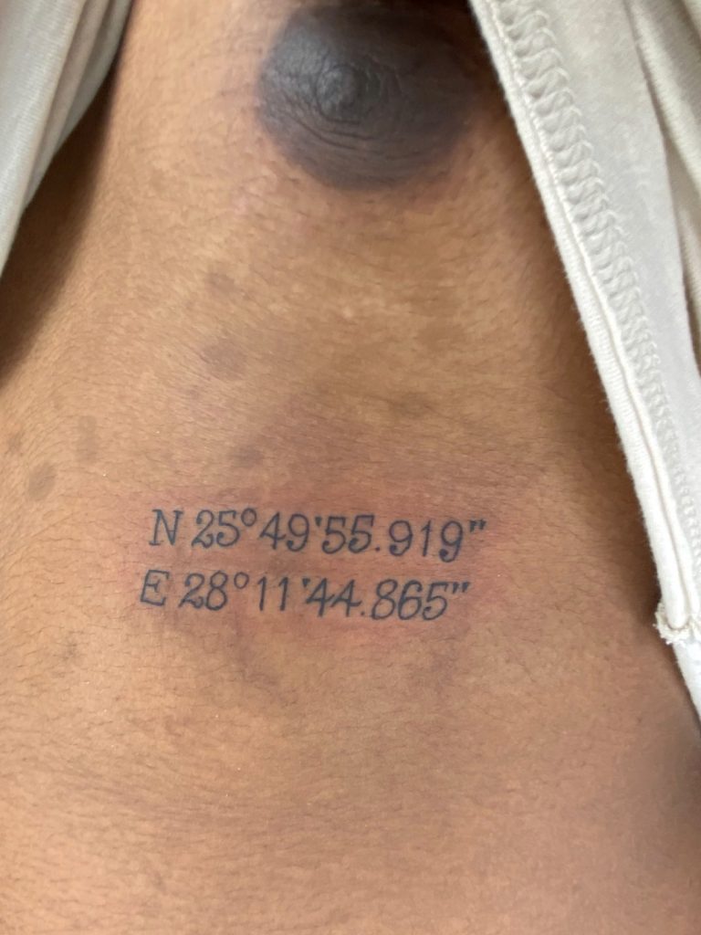 Fine line tattoo by Woke Tattoo Studio in Randburg