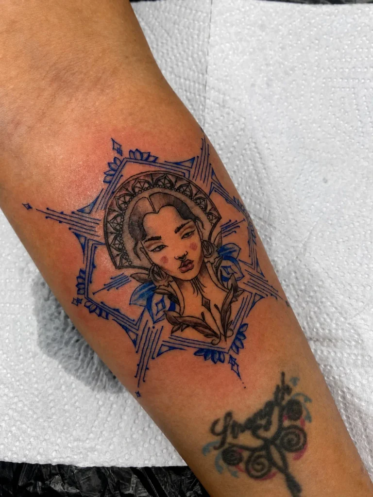 Fresh tattoo during the first stage of healing